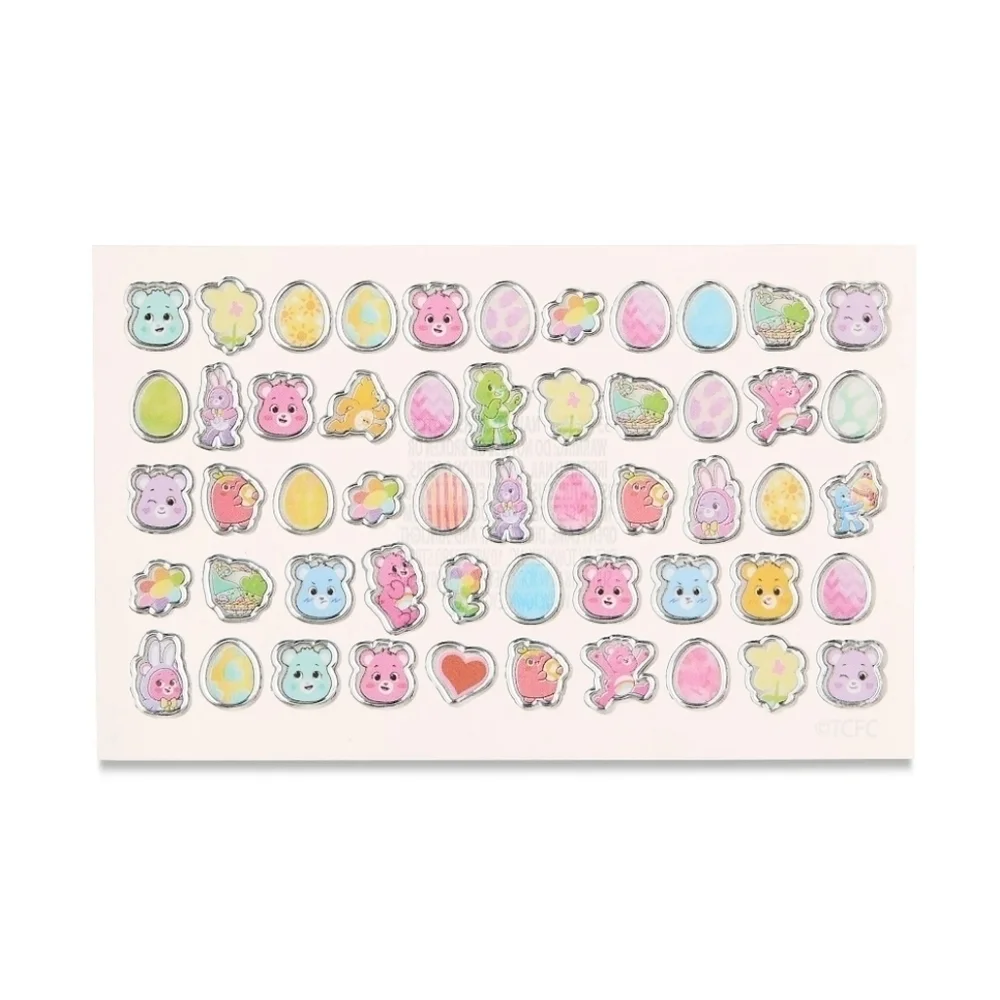 New girl's Care Bears Nail Art Set Press-On Nails 12 pc 53 stickers bundle of 2